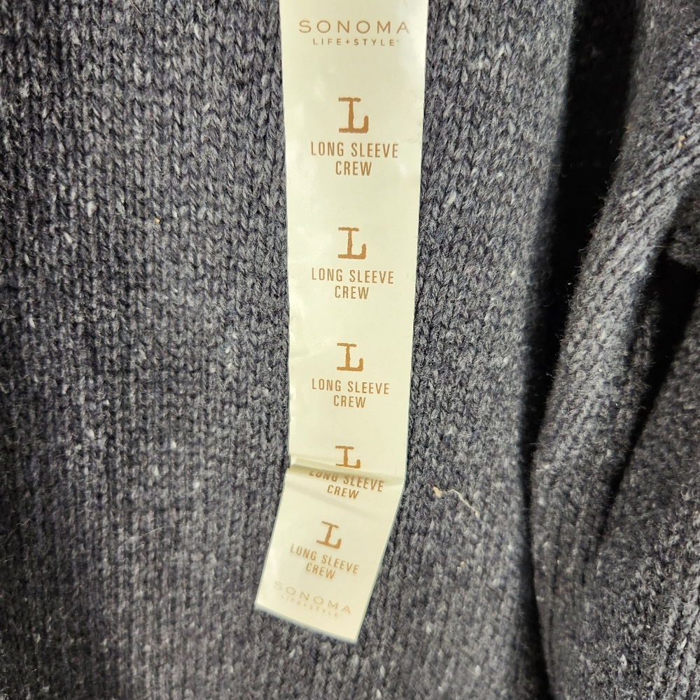 Sonoma NWT Charcoal Color Crew Neck Long Sleeve Sweater Size Large - Picture 4 of 12